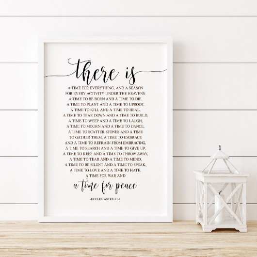 Es gibt eine Zeit für alles, ecclesiastes 3:1-8 Poster