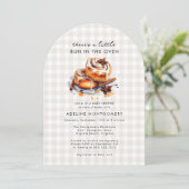 Es gibt einen Bun in der Oven Neutral Baby Dusche Einladung (Stehend Vorderseite)