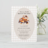 Es gibt einen Bun in der Oven Neutral Baby Dusche Einladung (Stehend Vorderseite)