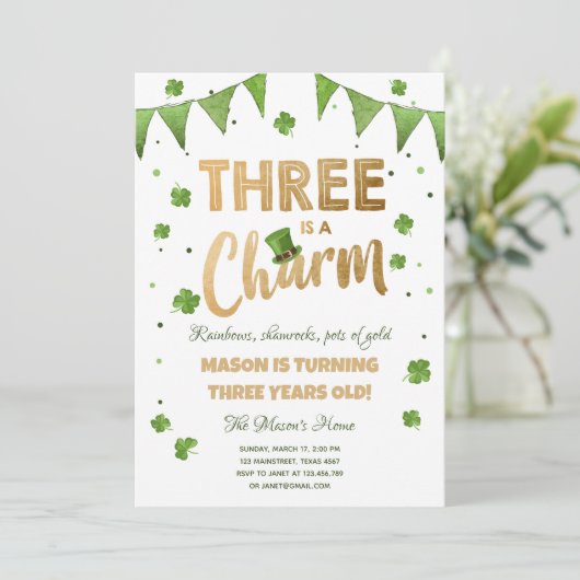 Es gibt einen Charm St. Patrick's Day Boy zum Gebu Einladung (Stehend Vorderseite)