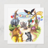 Es gibt einen neuen Rhino in der Party Einladung (Vorne/Hinten)