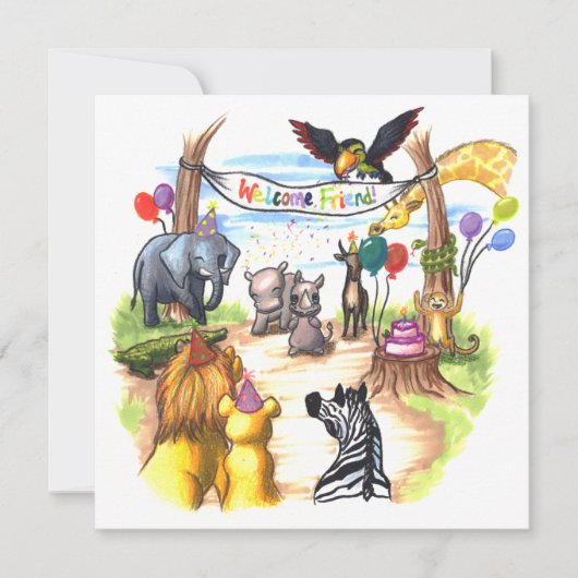 Es gibt einen neuen Rhino in der Party Einladung (Vorderseite)