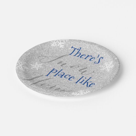 Es gibt einen schneesicheren Ort wie Zuhause! Wint Pappteller (Schrägansicht)