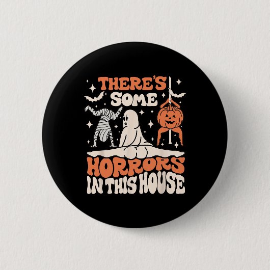 Es gibt einige Horror in diesem Haus Ghost Pumpkin Button (Vorderseite)