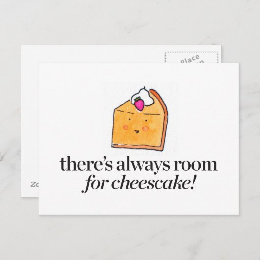 Es gibt immer Platz für Käsekuchen Postkarte (Vorne/Hinten)