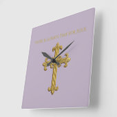 Es gibt immer Zeit für Jesus Gold Cross Quadratische Wanduhr (Winkel)