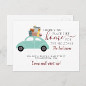 Es gibt keinen Ort wie Zuhause Cyan Car Geschenke  Ankündigungspostkarte (Vorne/Hinten)