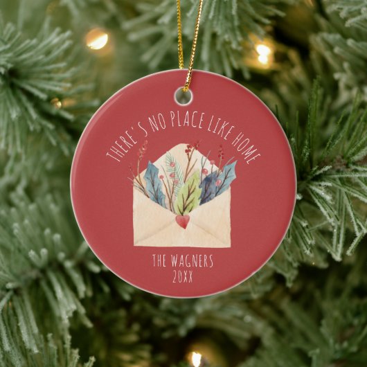 Es gibt keinen Ort wie Zuhause Personalisierte Hau Keramik Ornament (Baum)