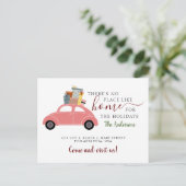 Es gibt keinen Ort wie Zuhause Pink Car Geschenke Ankündigungspostkarte (Stehend Vorderseite)