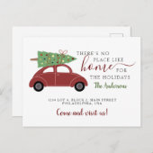 Es gibt keinen Ort wie Zuhause Red Car Holiday Mov Ankündigungspostkarte (Vorne/Hinten)