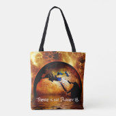 "Es gibt keinen Planeten B" mit der Brennenden Erd Tasche (Rückseite)