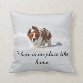 "Es gibt keinen Platz wie Zuhause" Kissen w/Basset