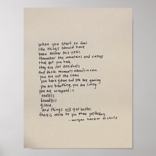 Es gibt mehr für dich als gestern - ein Gedicht Poster (Vorne)