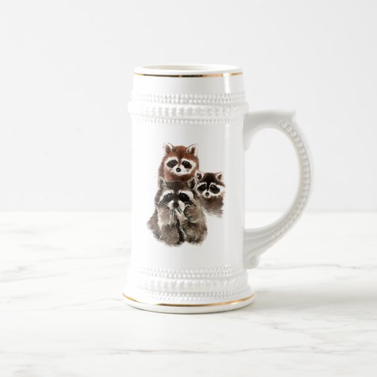 Es gibt nie zu viele Quote Raccoons Süße Tier Bierglas (Rechts)