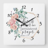 Es gibt Power im Gebet Quadratische Wanduhr (Vorderseite)