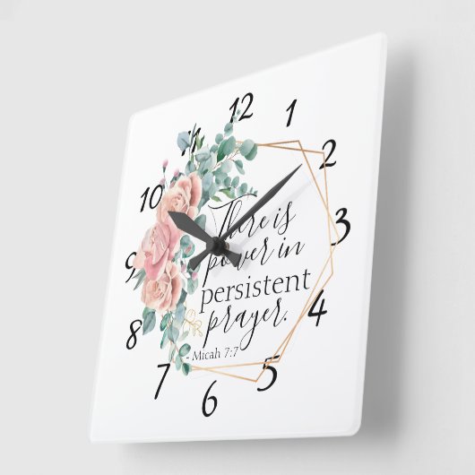 Es gibt Power im Gebet Quadratische Wanduhr (Winkel)