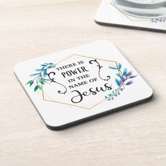 Es gibt Power im Namen Jesu Getränkeuntersetzer (Linke Seite)