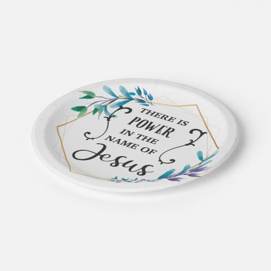 Es gibt Power im Namen Jesu Pappteller (Schrägansicht)