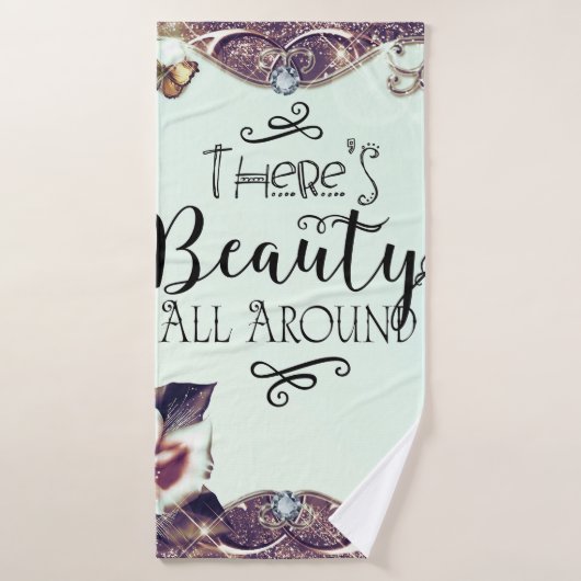 Es gibt Schönheit rund um Schmetterlinge und Rose Badhandtuch Set (Badehandtuch)