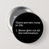 Es gibt zwei Regeln im lebenslustigen Sprichwort Button (Vorne & Hinten)