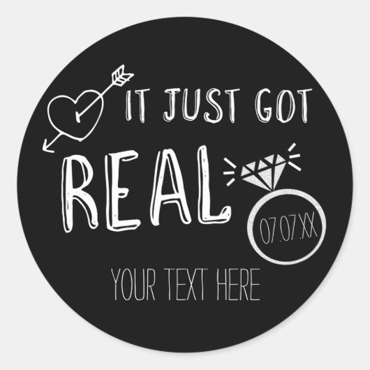 ES GOT NUR echte Verlobung Ankündigungs-Aufkleber Runder Aufkleber (Vorderseite)