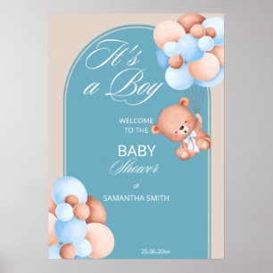Es handelt sich um einen jungen, beigen Ballon mit Poster