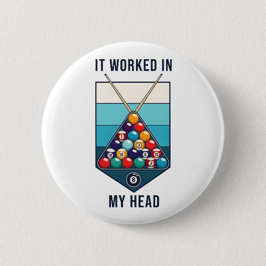 Es hat in meinem Kopf Retro Billard Queue Sportart Button (Vorderseite)