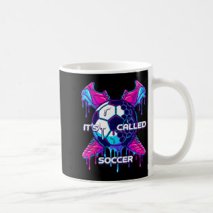 Es heißt Fußball Schmelz-Tropfen-Glitch-Art Lustig Kaffeetasse