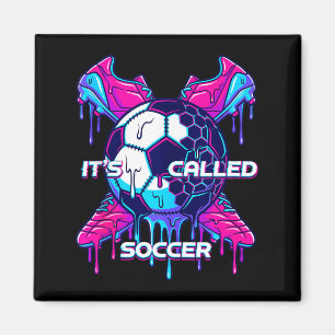 Es heißt Fußball Schmelz-Tropfen-Glitch-Art Lustig Magnet