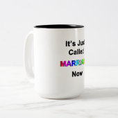 Es heißt gerade Ehe Zweifarbige Tasse (Vorderseite Links)