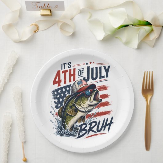 Es ist 4. Juli Bass Brute Fischen Pappteller (Hochzeit)