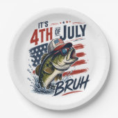 Es ist 4. Juli Bass Brute Fischen Pappteller (Vorderseite)