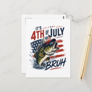 Es ist 4. Juli Bass Brute Fischen Postkarte