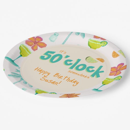 Es ist 50 Uhr Irgendwo Party Thema Pappteller (Schrägansicht)