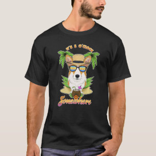 Es ist 5 Uhr irgendwo trinkender Welsh Corgi T-Shirt