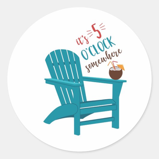 Es ist 5 Uhr Runder Aufkleber (Vorderseite)