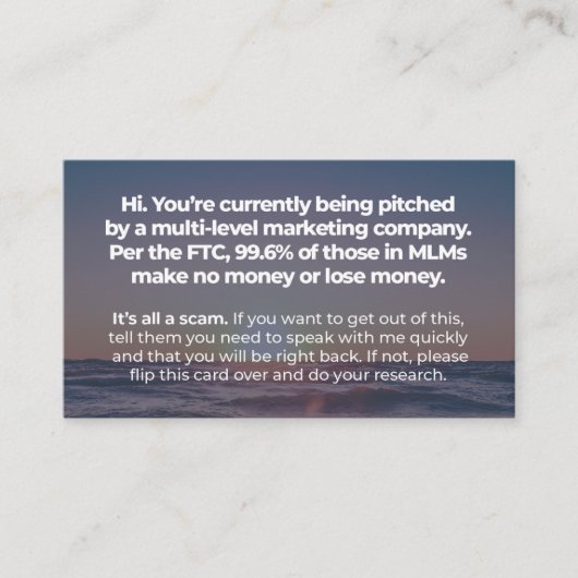 Es ist alles ein Betrug - Visitenkarte (Vorderseite)