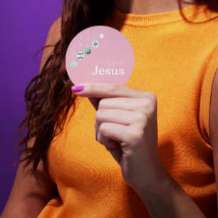 Es ist alles über Jesus – Pink Pastel Weihnachten Runder Aufkleber