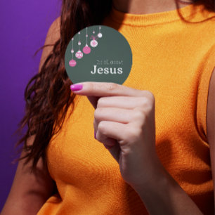 Es ist alles über Jesus – Weihnachtsaufkleber (Grü Runder Aufkleber
