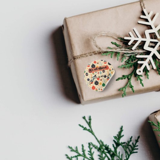 Es ist alles über Jesus – Weihnachtssticker #10 Runder Aufkleber