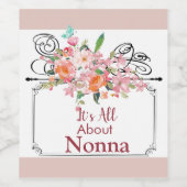 Es ist alles über Nonna Pfirsichfarben Blume Weinetikett (Einzelnes Label)