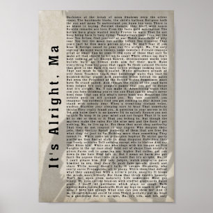 Es ist Alright Ma Shadow Song Lyric Wall Art Print Poster