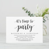 Es ist an der Zeit, das Party der Hochzeit zu feie Einladung (Stehend Vorderseite)
