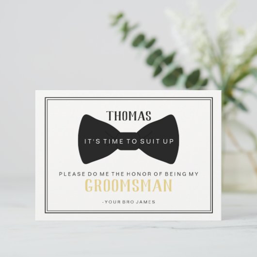 Es ist an der Zeit, die Trauzeuge-Karte Anzug - Sc Einladung (Stehend Vorderseite)