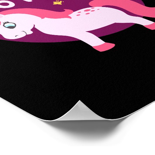 Es ist an der Zeit, Kawaii niedliches rosa Einhorn Poster (Ecke)