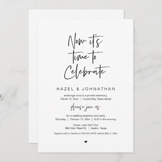 Es ist an der Zeit zu feiern, Schwarz, Hochzeit El Einladung (Vorne/Hinten)