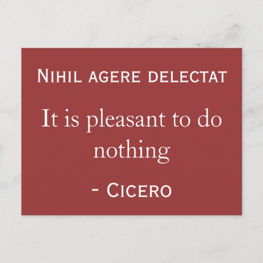 Es ist angenehm, nichts zu tun postkarte (Vorderseite)