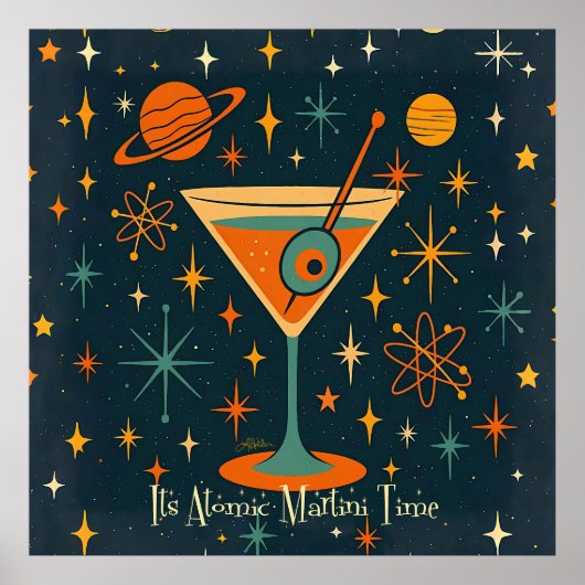 Es ist Atomic Martini Time Cosmic Stars Poster (Vorne)