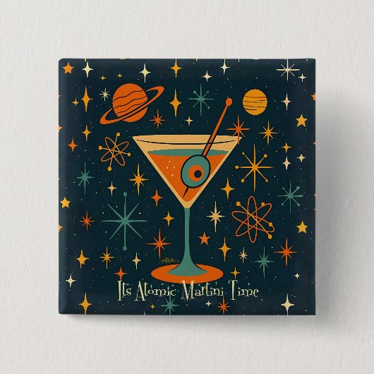 Es ist Atomic Martini Zeit Cosmic Stars Button (Vorderseite)