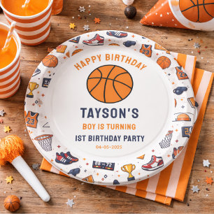 Es ist Basketball-Spielzeit zum 1. Geburtstag im R Pappteller